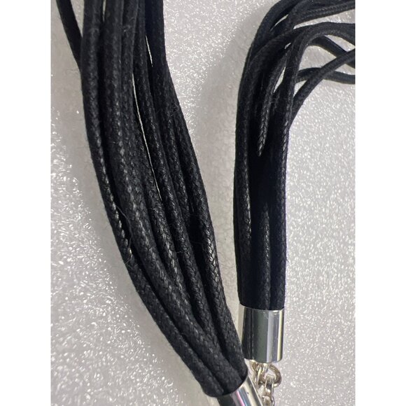 Figural Elephant Trunk Up Pendant 16+4" Necklace Black Cord Silvertone St Thomas - Picture 6 of 10